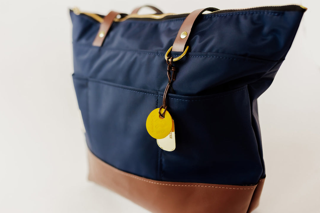 Harriet | Navy Nylon + Brown Leather