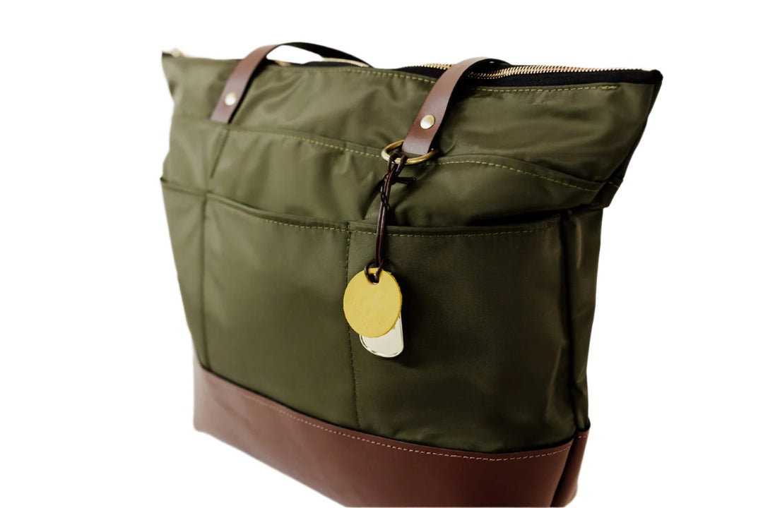 Harriet Tote Bag | Fatigue Nylon + Brown Leather