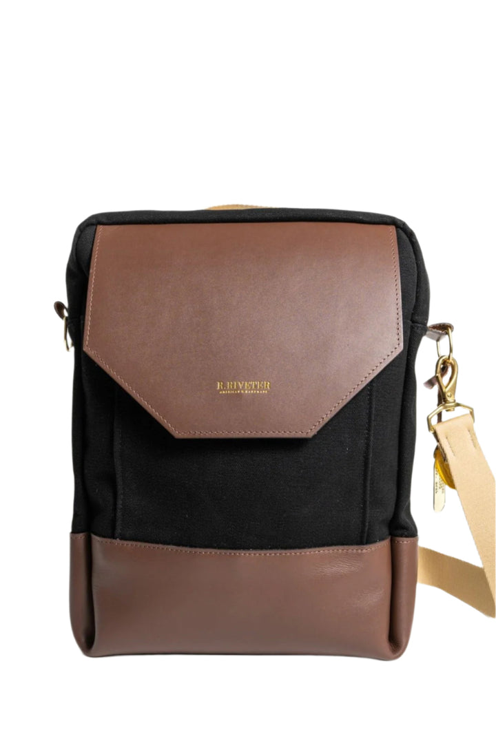 Corbin | Signature Black Canvas + Brown Leather Backpack