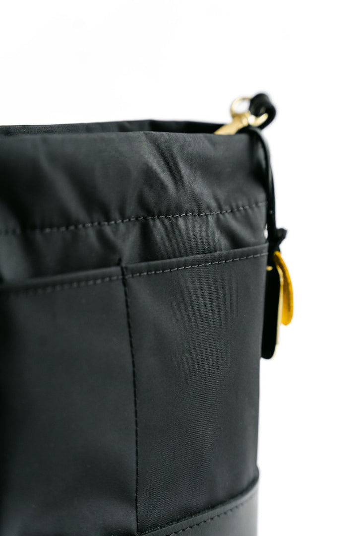 Betsy Bucket Bag | Black Nylon + Black Leather