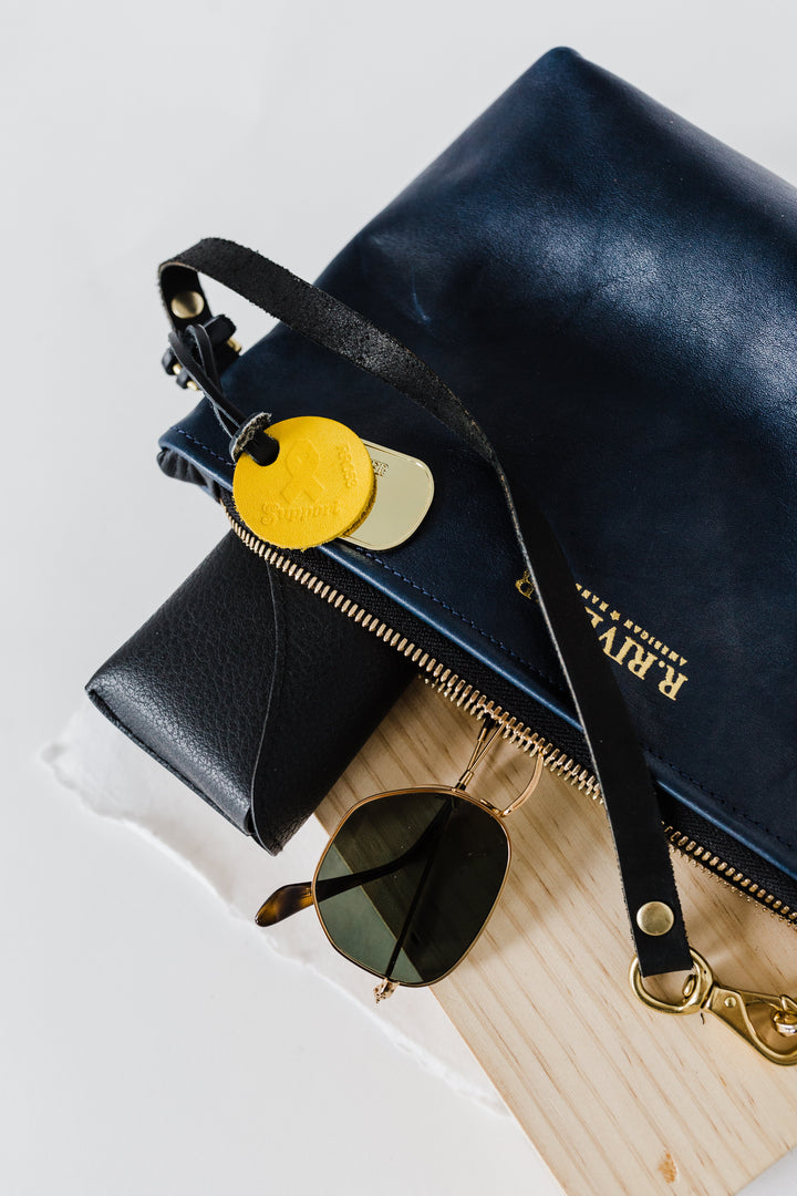 Naomi Zipper Clutch | Navy Leather