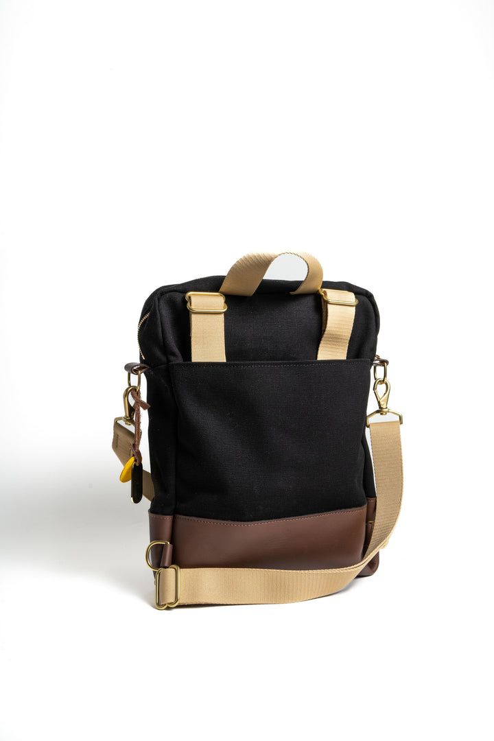 Corbin | Signature Black Canvas + Brown Leather Backpack