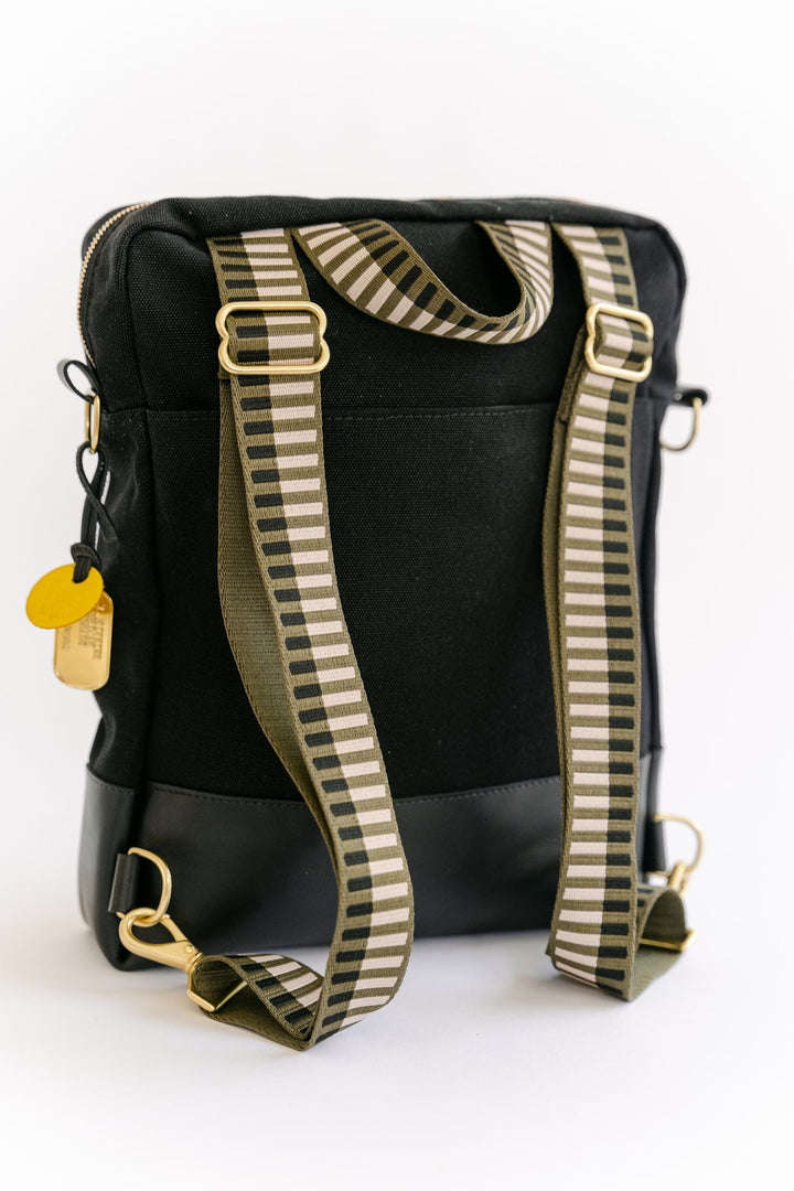 Corbin | Signature Black Canvas + Leather Backpack