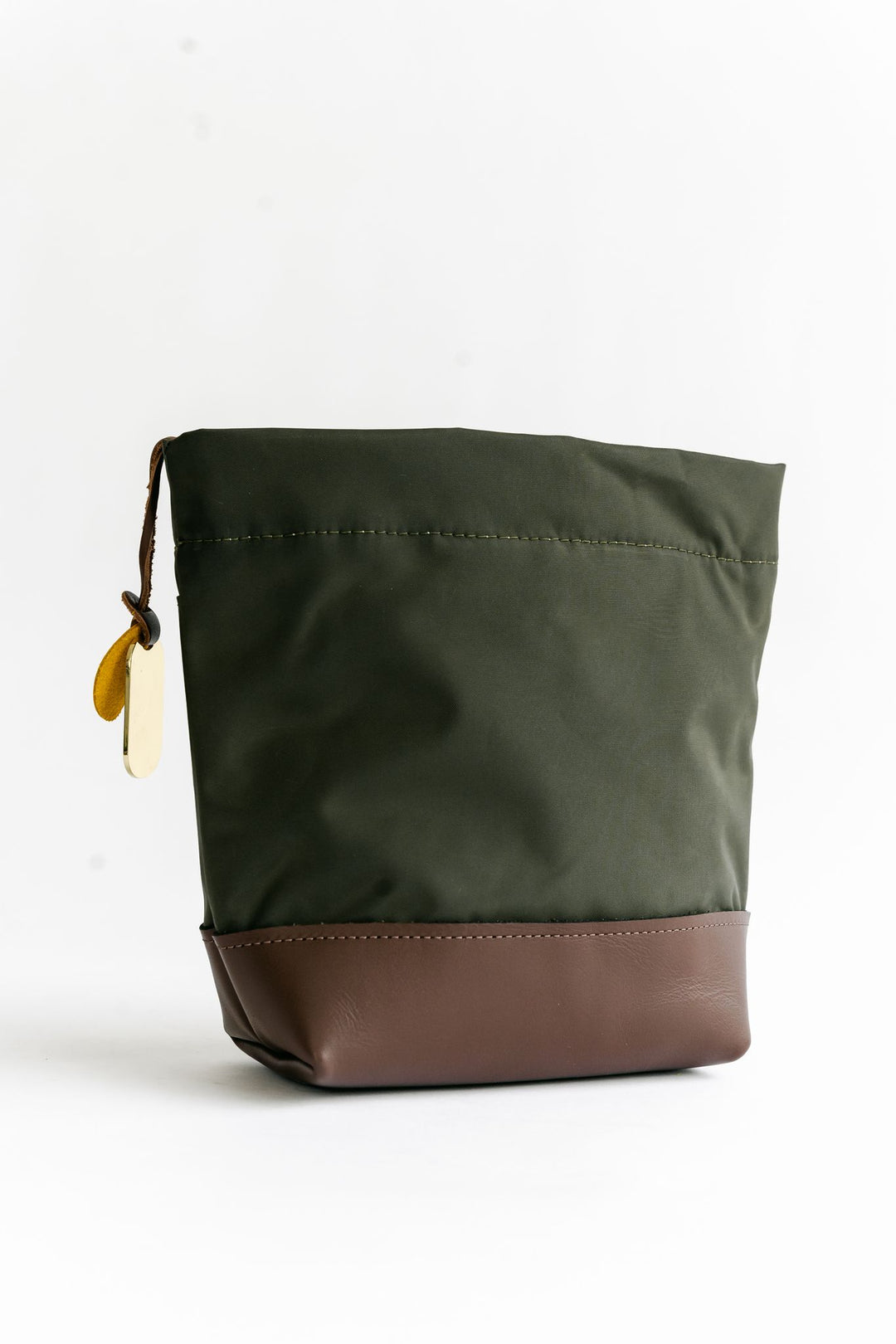 Betsy Bucket Bag | Fatigue Nylon + Brown Leather