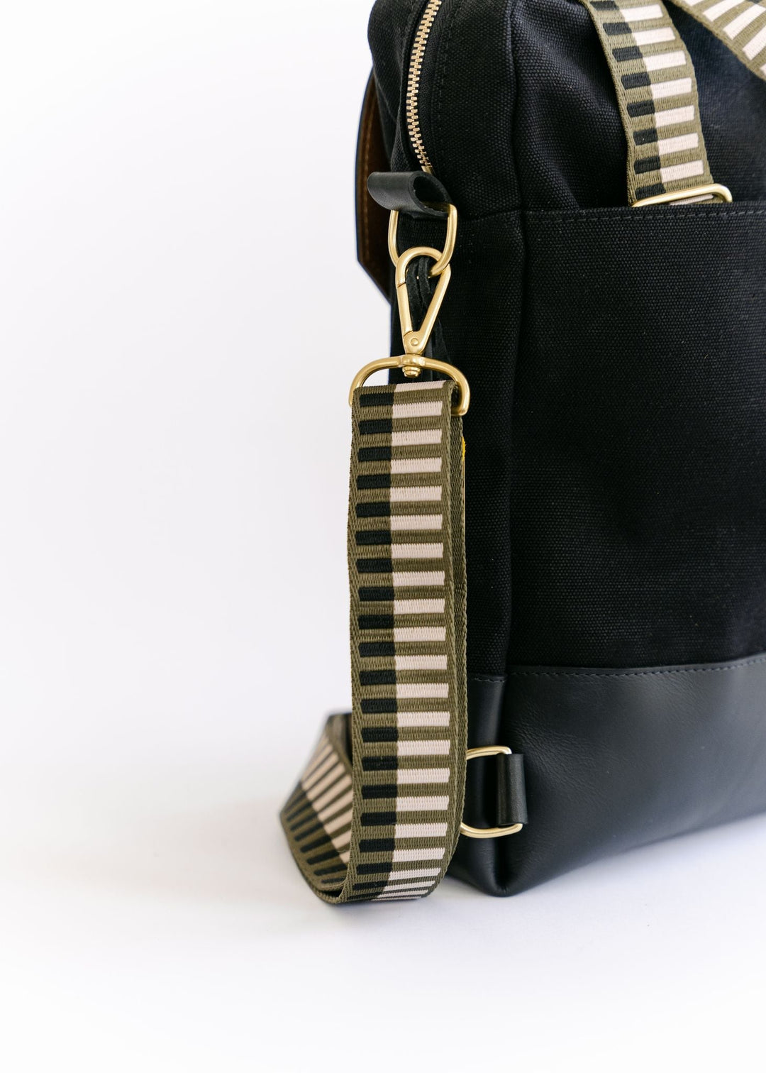 Corbin | Signature Black Canvas + Leather Backpack