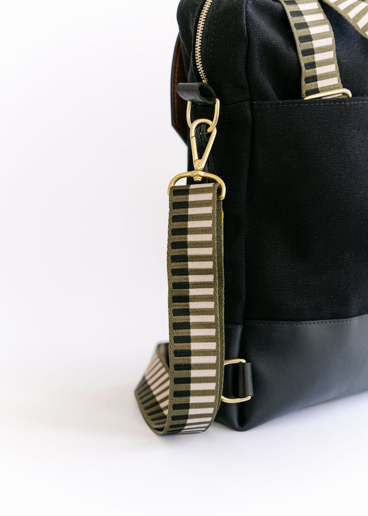 Corbin | Signature Black Canvas + Leather Backpack