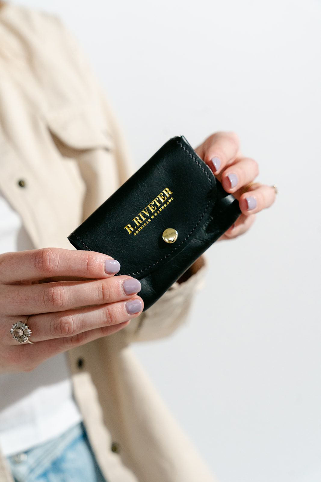 Ida Mini | Signature Black Leather Card Holder Wallet
