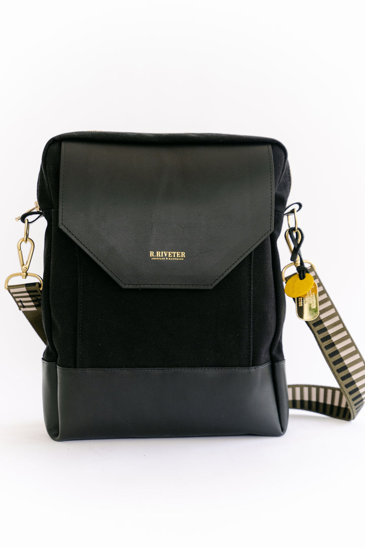 Corbin | Signature Black Canvas + Leather Backpack