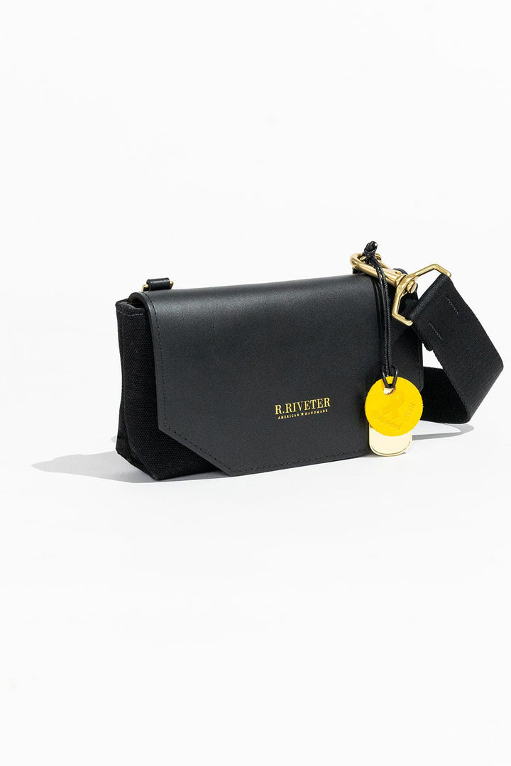 Whittle | Signature Black Canvas + Black Leather with Webbed Crossbody Strap