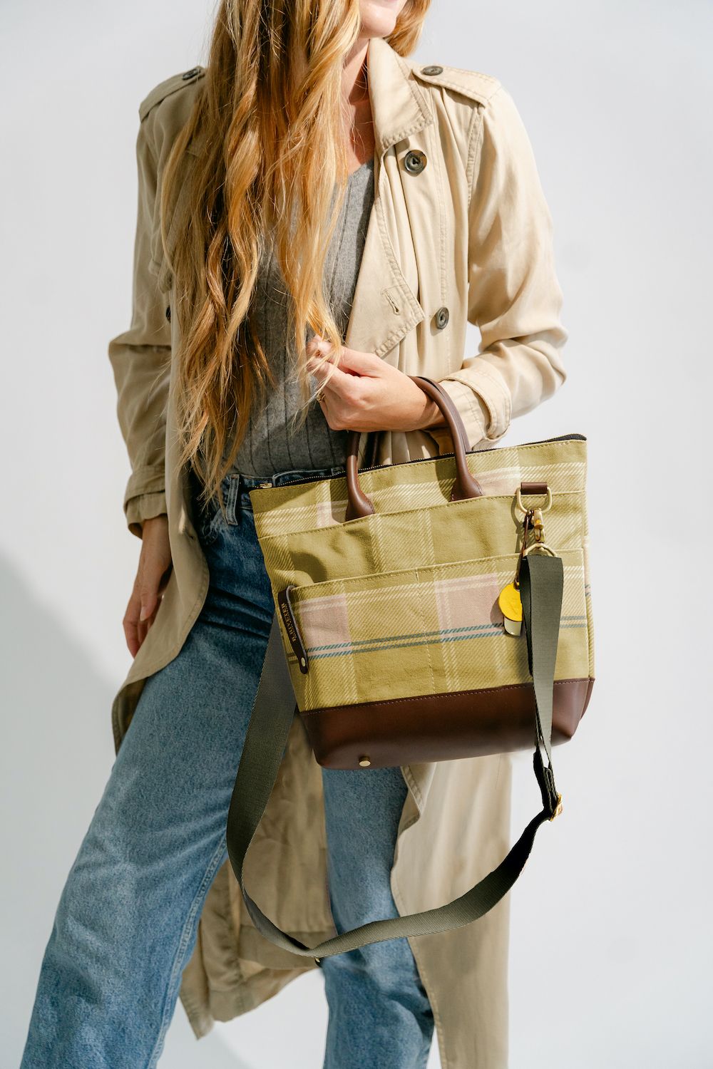 Otto | Golden Plaid Printed Canvas w/ Fatigue Webbed Crossbody Strap