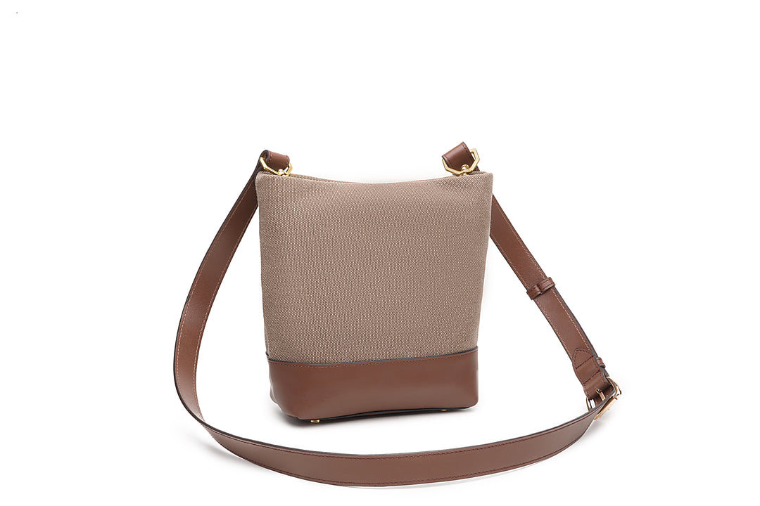 Betsy Bucket Bag | Chocolate Washed Canvas + Brown Leather