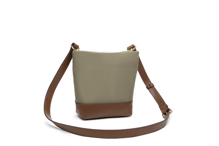 Betsy Bucket Bag | Fatigue Washed Canvas + Brown Leather