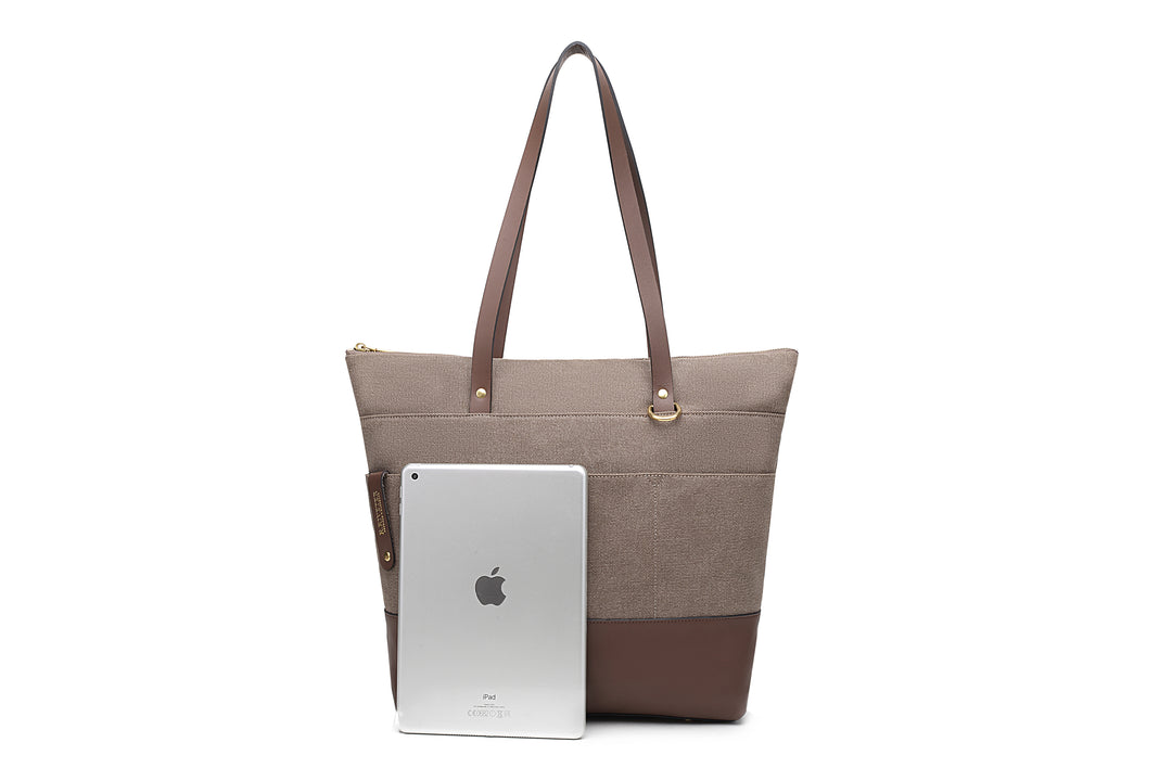 Harriet Tote Bag | Chocolate Washed Canvas + Brown Leather