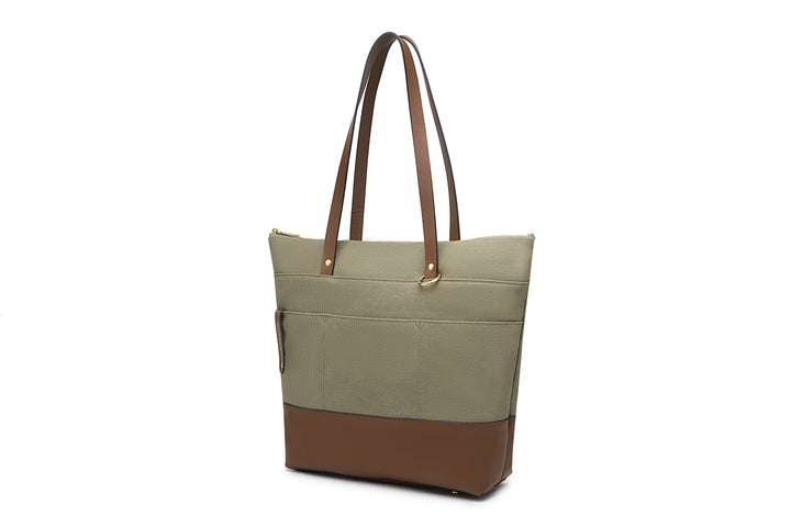 Harriet Tote Bag | Fatigue Washed Canvas + Brown Leather