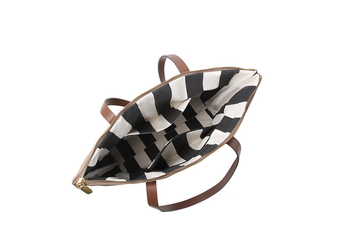 Harriet Tote Bag | Black Washed Canvas + Brown Leather
