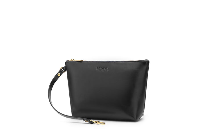 Naomi Zipper Clutch | Matte Black Leather