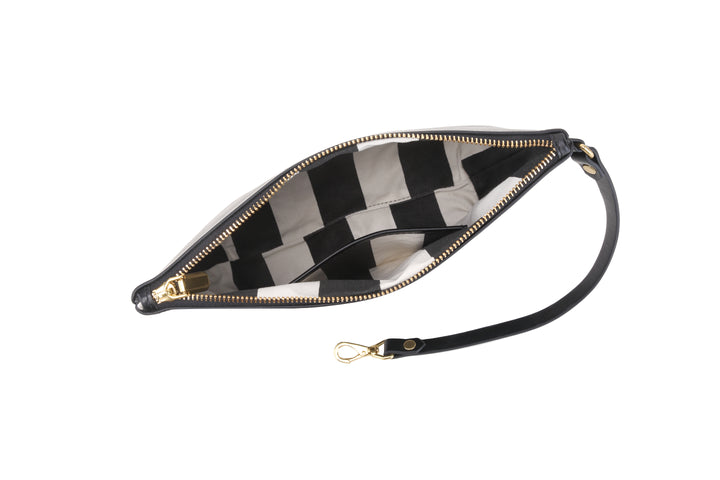 Naomi Zipper Clutch | Matte Black Leather