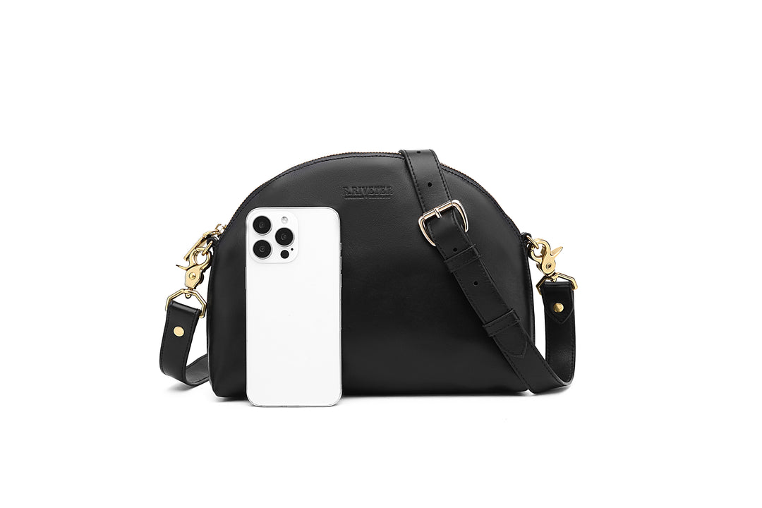 Hopper Crossbody Bag | Matte Black Leather