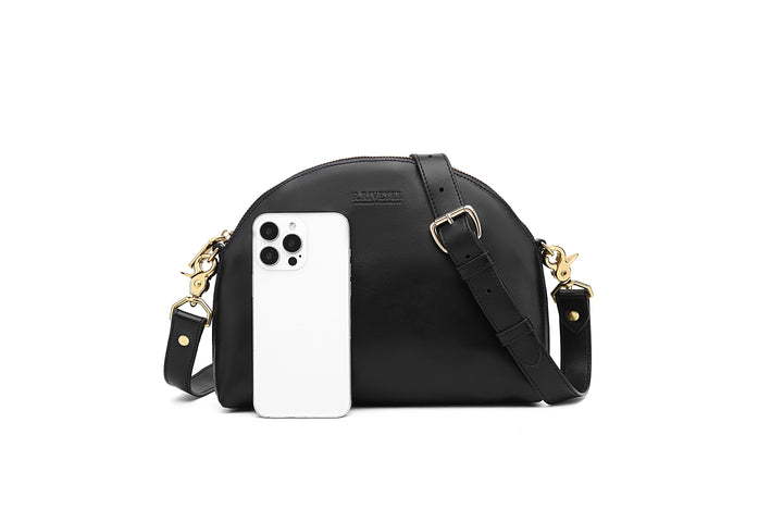 Hopper Crossbody Bag | Matte Black Leather