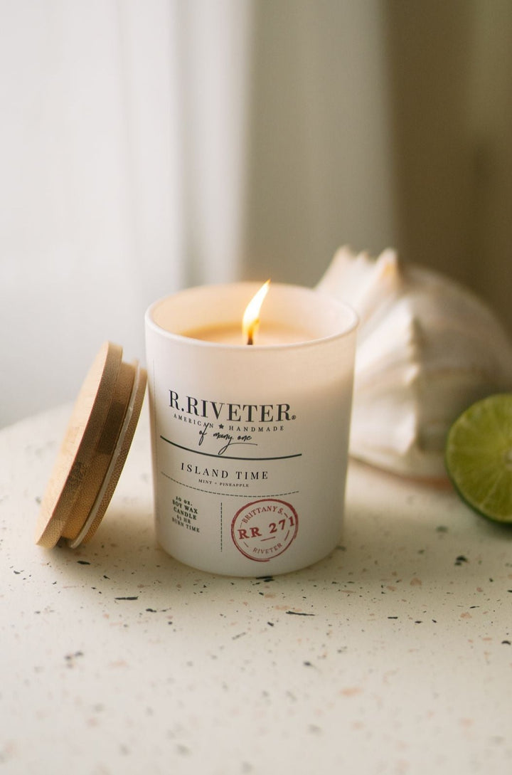 Riveter Made Candle | Island Time - 10oz White Jar