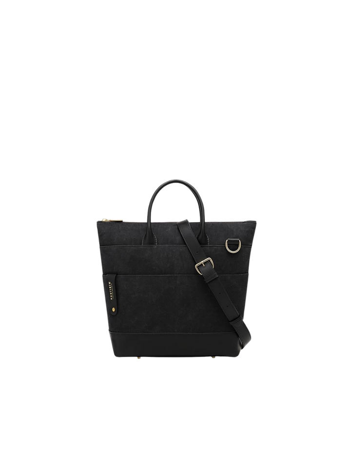 Otto Tote | Black Washed Canvas + Black Leather