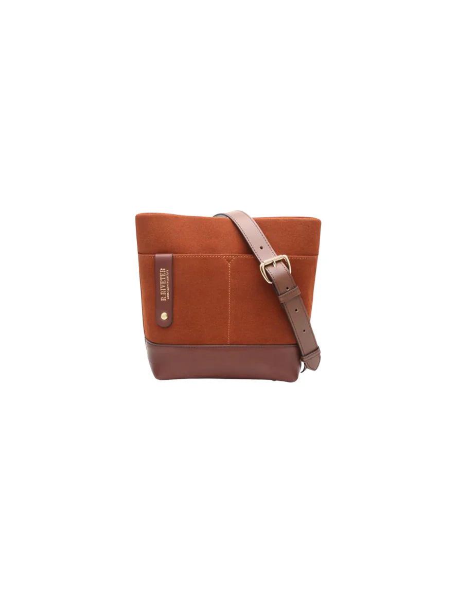 Betsy Bucket Bag | Rust Suede + Brown