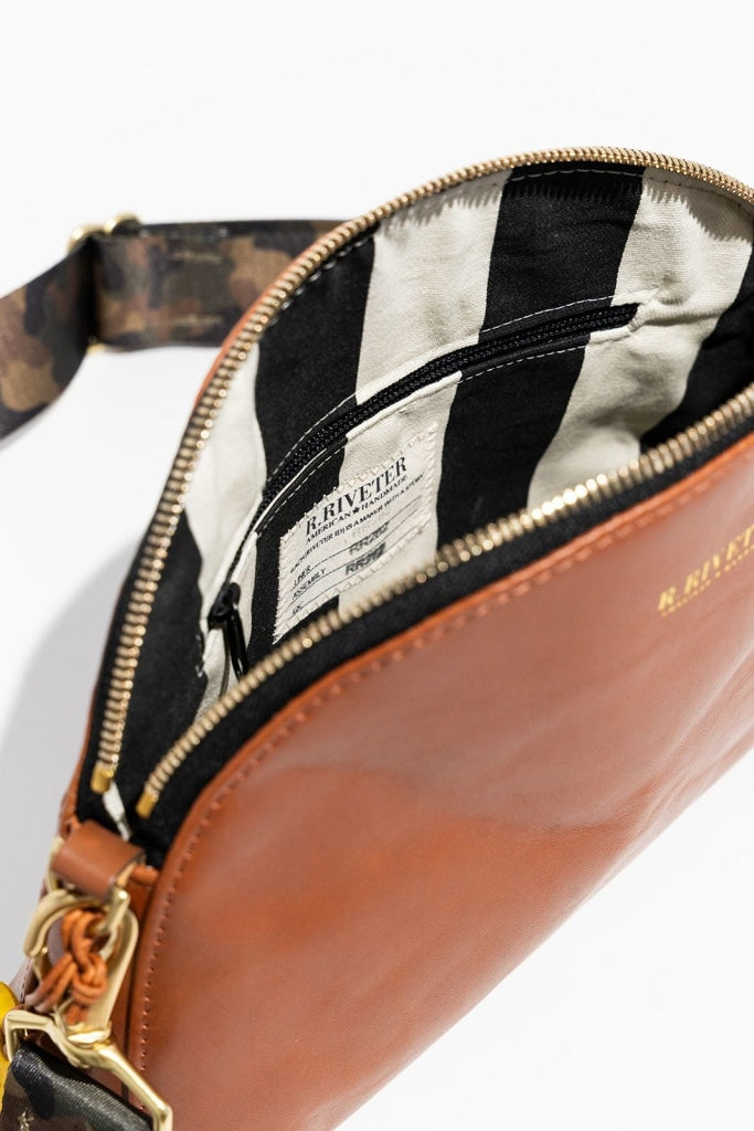 Hopper | Riveter Tan Leather W/ Camo Webbed Strap