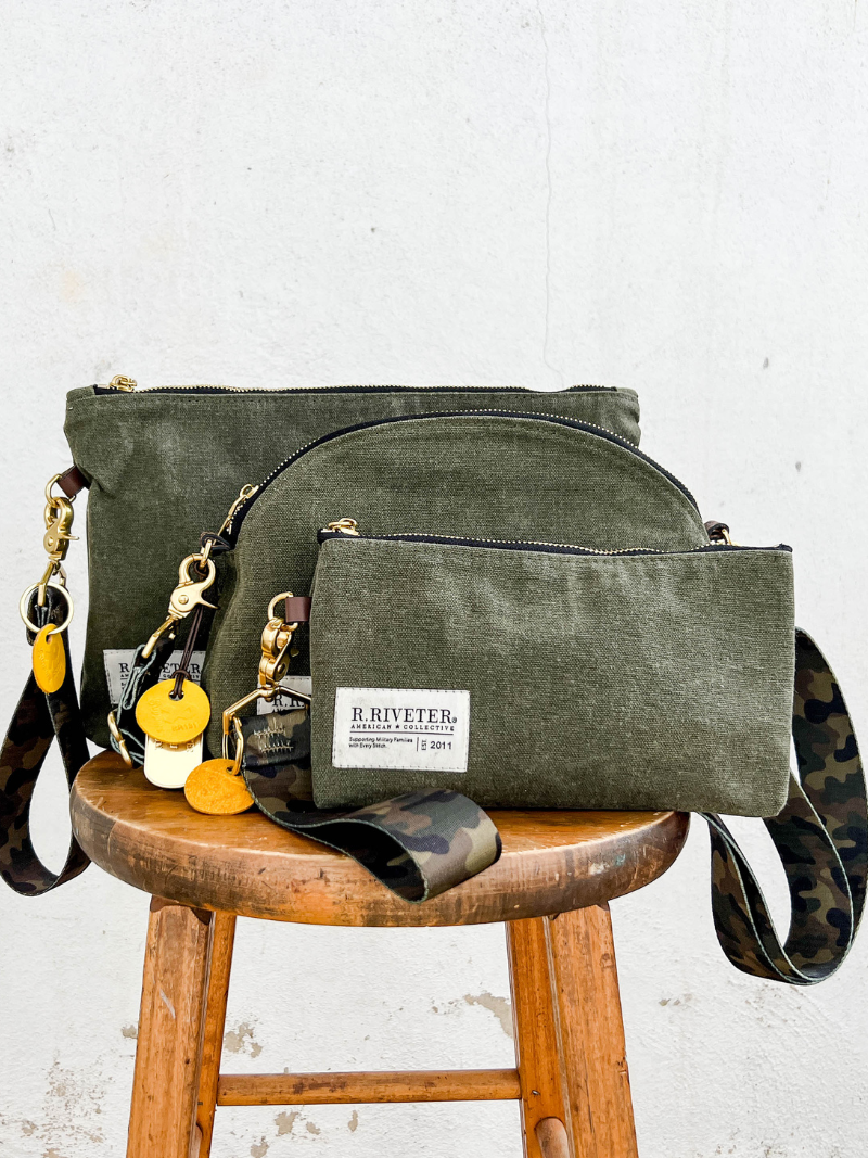 Lucy Wristlet | Fatigue Waxed Canvas + Camo