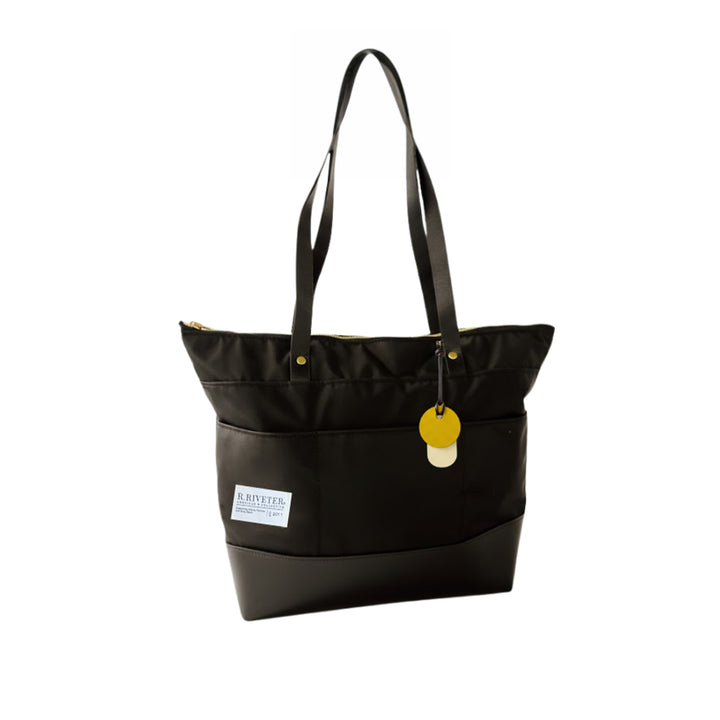 Harriet Tote Bag | Black Nylon + Black Leather
