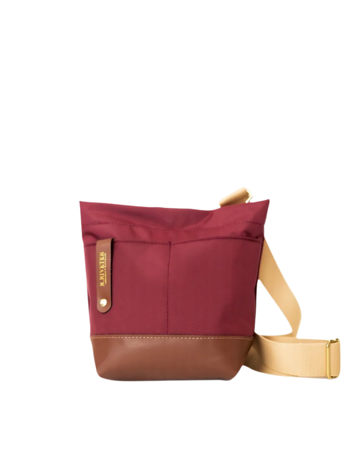 Betsy Bucket Bag | Wine Nylon + Brown Leather