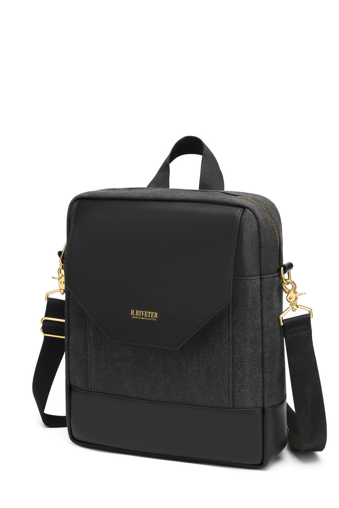 Corbin | Black Washed Canvas + Black Leather