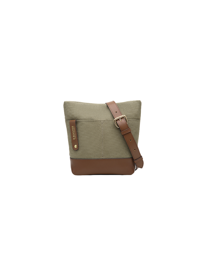 Betsy Bucket Bag | Fatigue Washed Canvas + Brown Leather