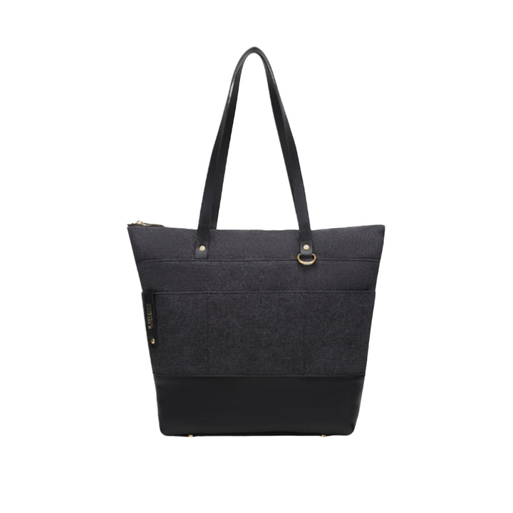 Harriet Tote Bag | Black Washed Canvas + Black Leather
