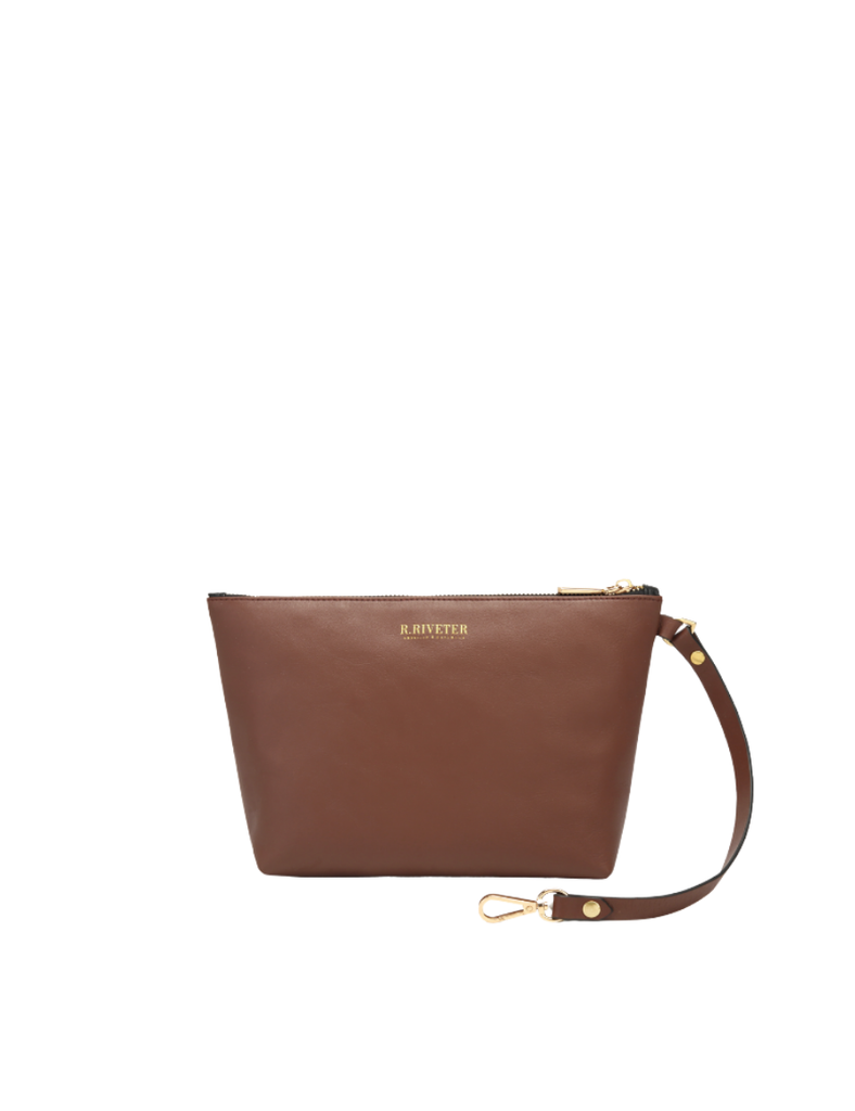 Naomi Zipper Clutch | Brown Leather – R. Riveter