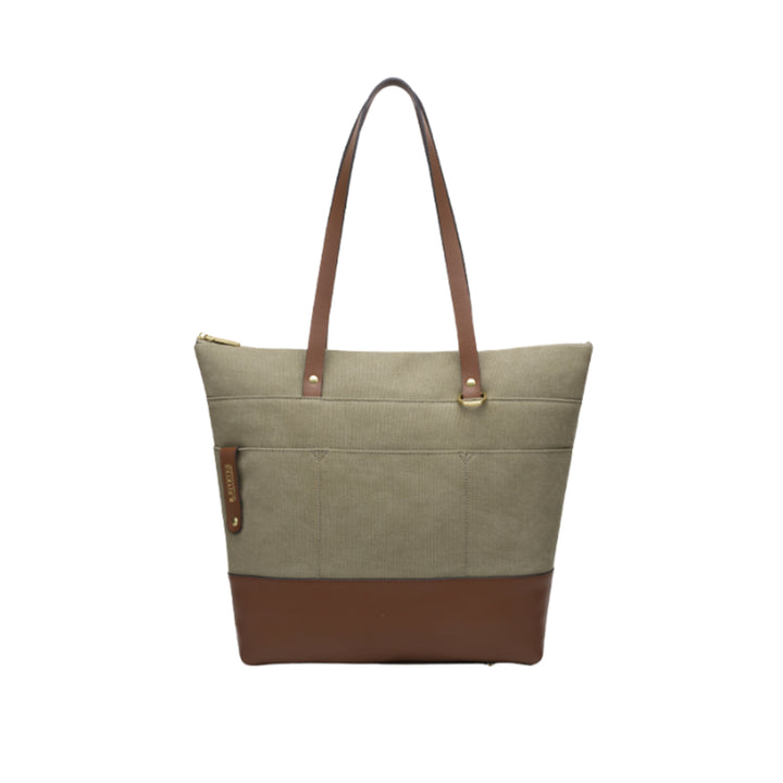 Harriet Tote Bag | Fatigue Washed Canvas + Brown Leather