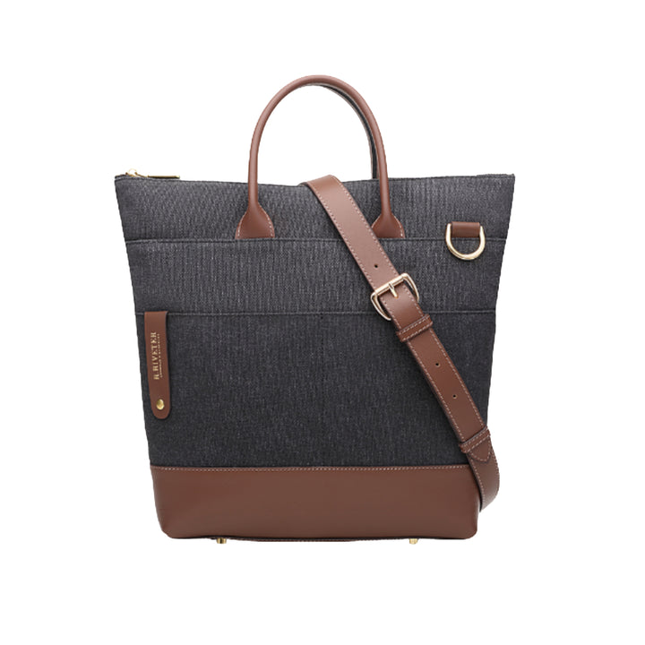 Otto Tote | Black Washed Canvas + Brown Leather