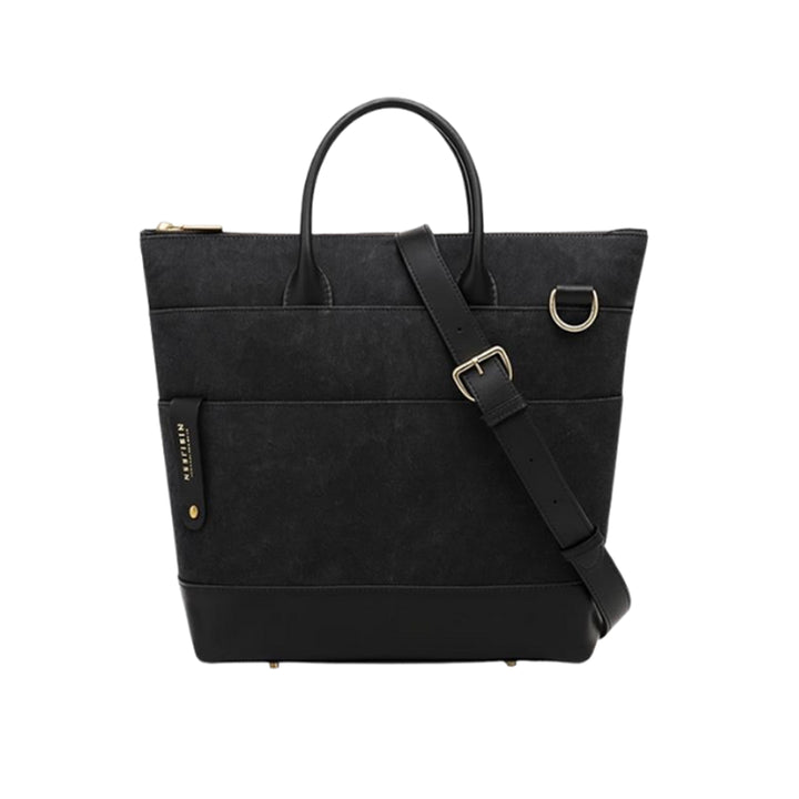 Otto Tote | Black Washed Canvas + Black Leather