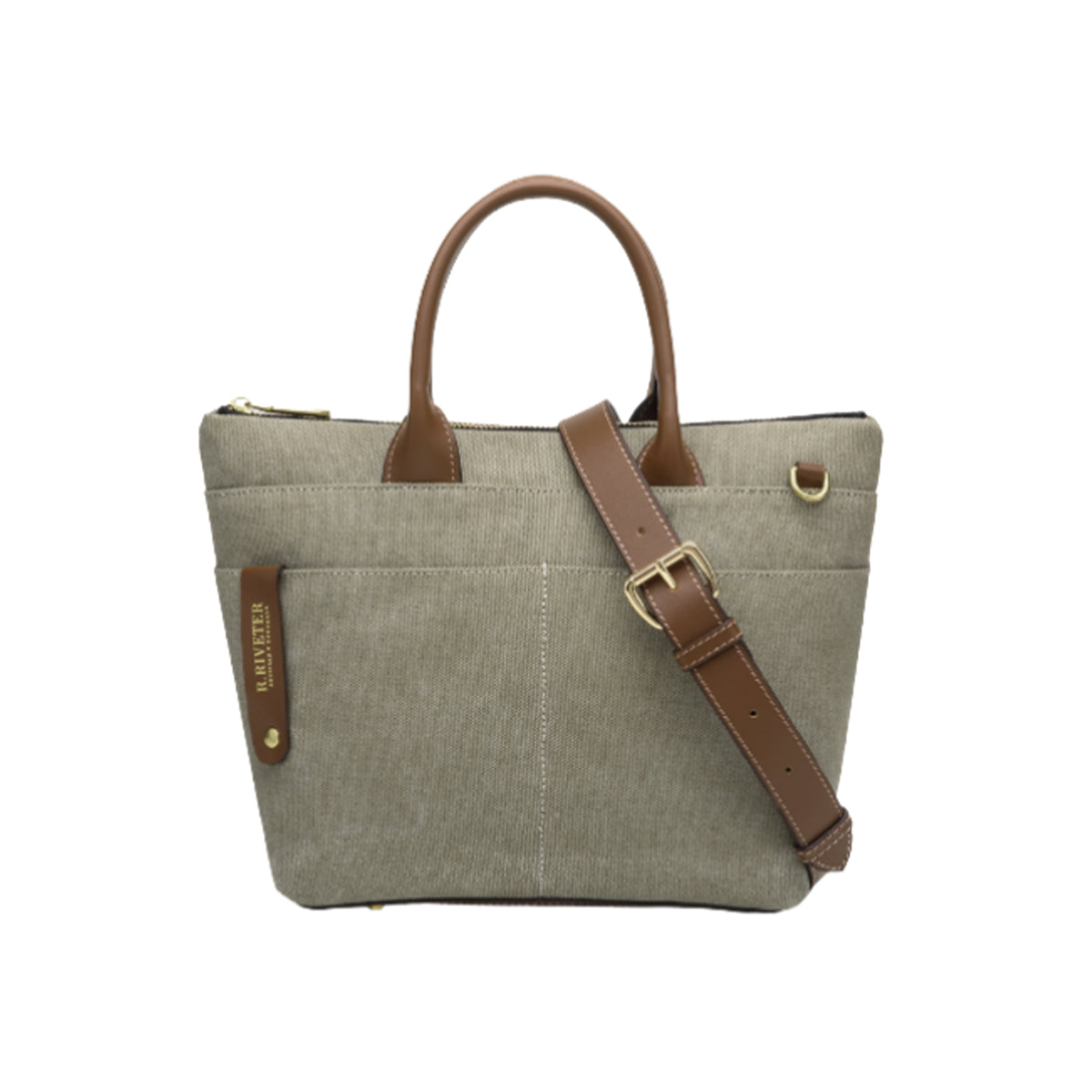 Dot | Small Tote | Fatigue Washed Canvas + Brown Leather – R. Riveter