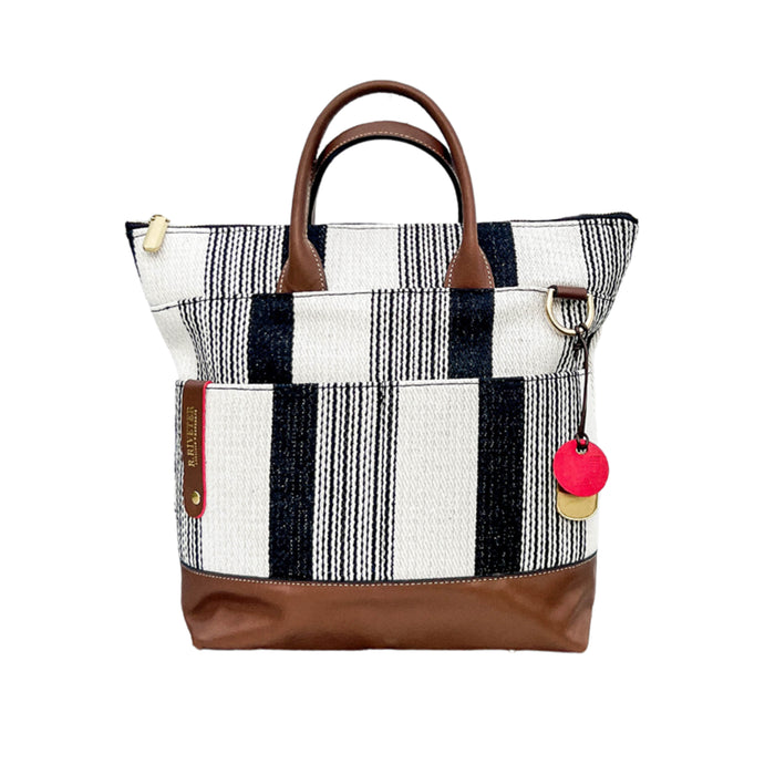 Otto | Black and White Woven + Brown Leather
