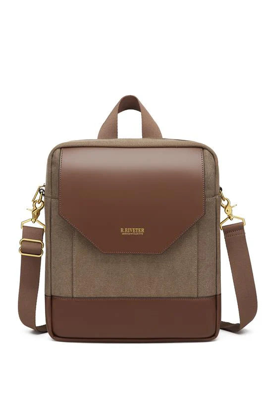 Corbin | Chocolate Washed Canvas + Brown Leather