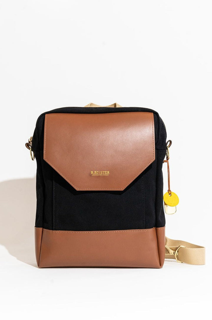 Corbin | Signature Black Canvas + Tan Leather Backpack