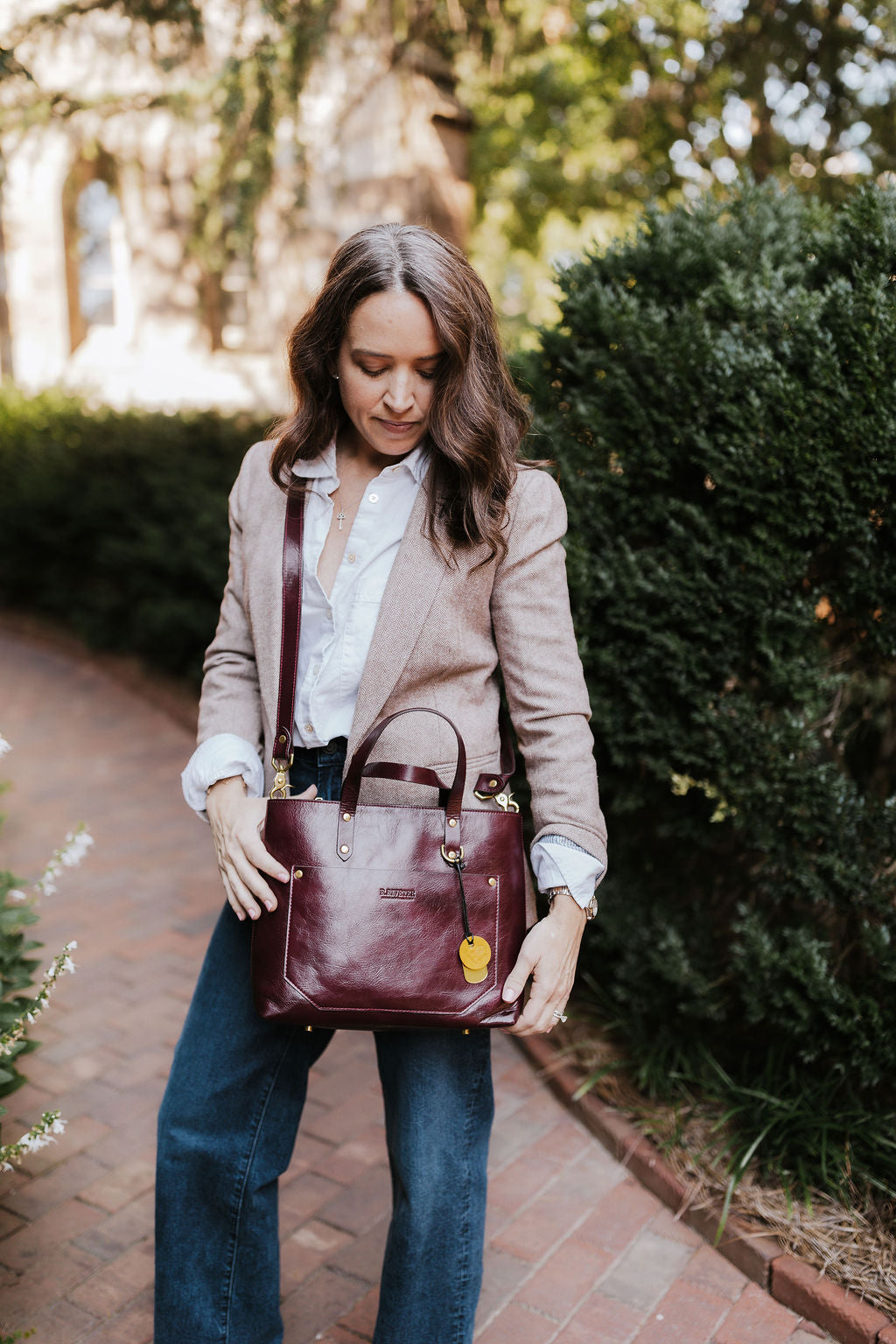 Marcy Satchel | Cherry Leather