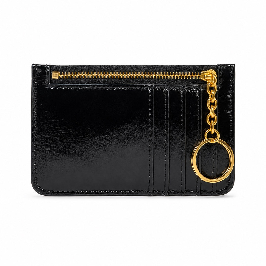 Victoria ID Card Case | Patent Black Leather Wallet