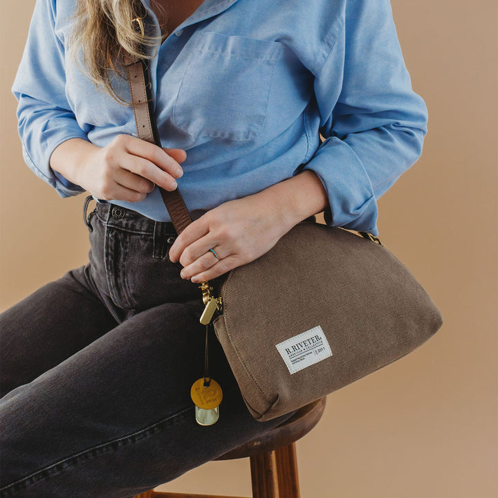 Hopper Crossbody | Chocolate Washed Canvas + Brown