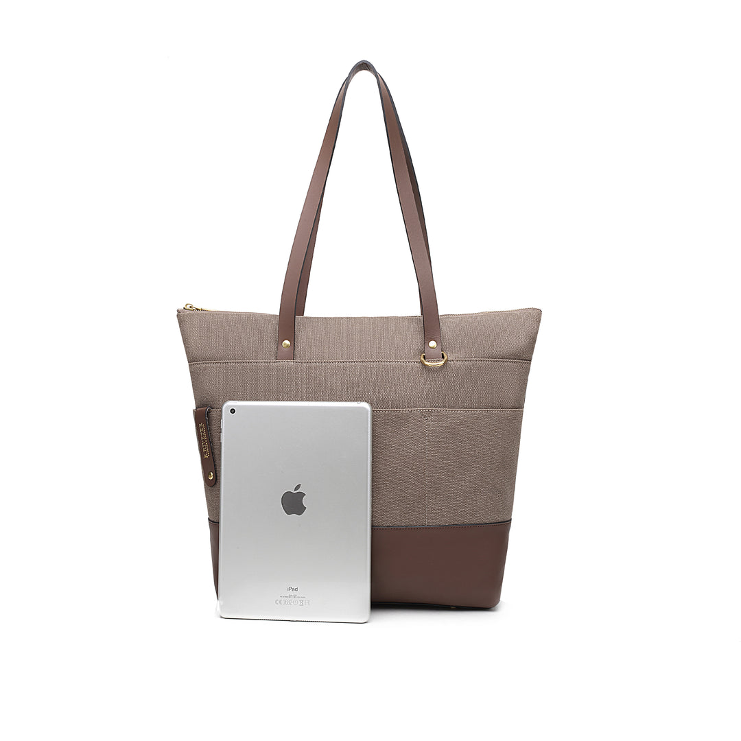 Harriet Tote Bag | Chocolate Washed Canvas + Brown Leather