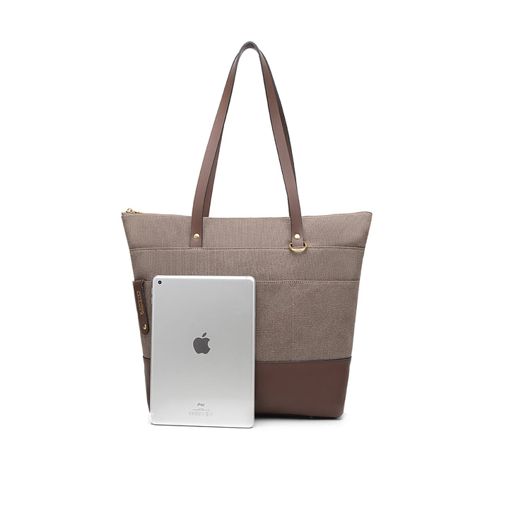 Harriet Tote Bag | Chocolate Washed Canvas + Brown Leather