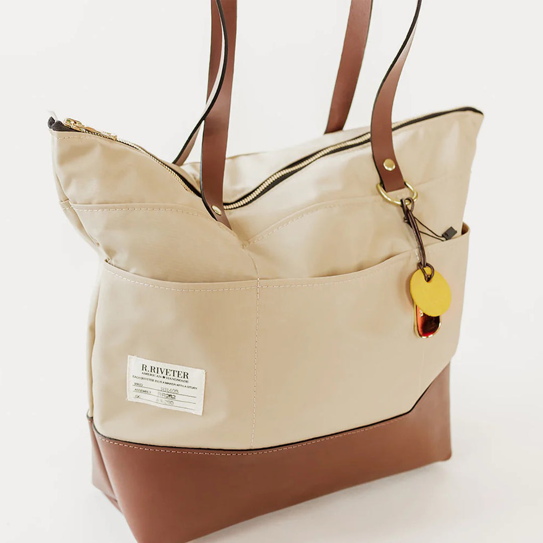 Harriet | Khaki Nylon + Brown Leather