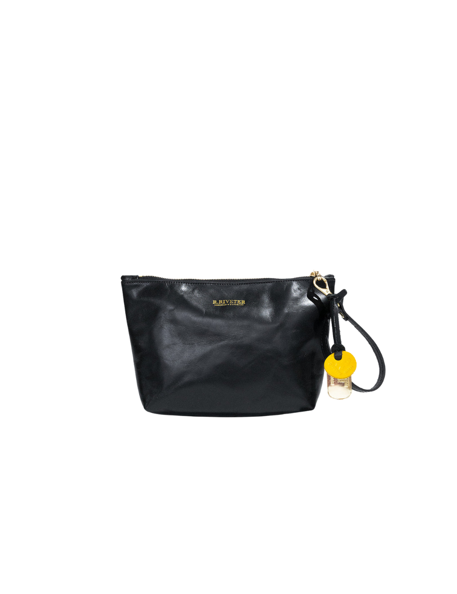 Naomi Zipper Clutch | Black Leather