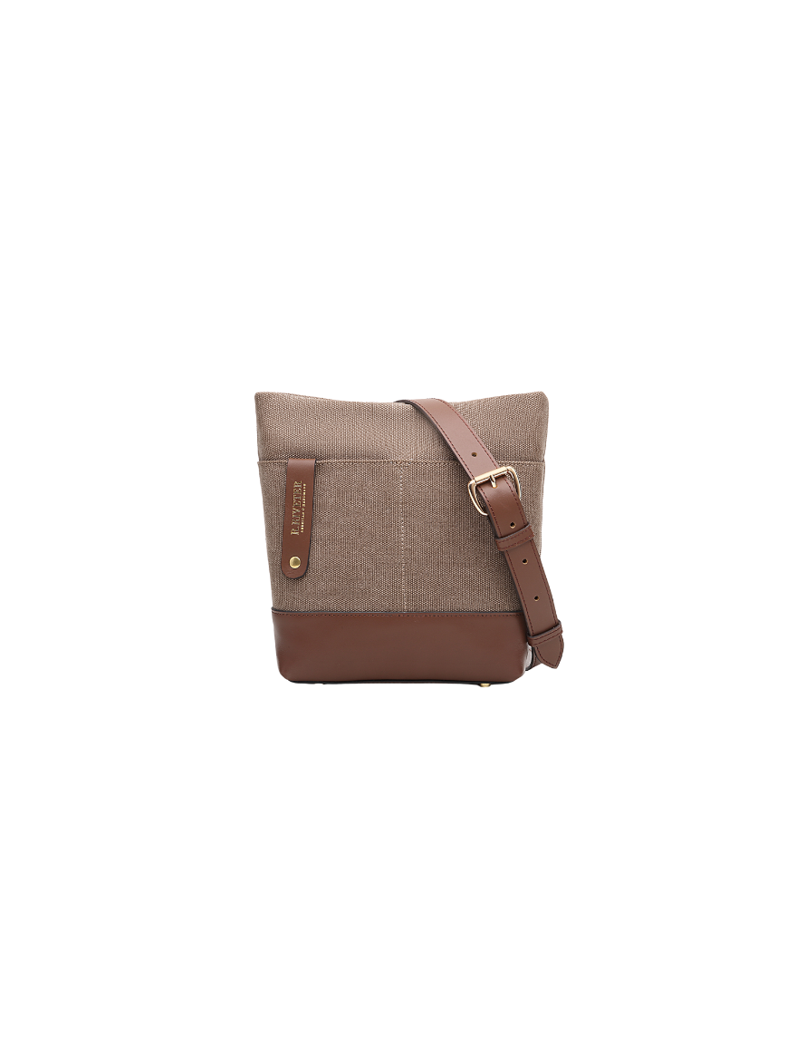 Betsy Bucket Bag | Chocolate Washed Canvas + Brown Leather