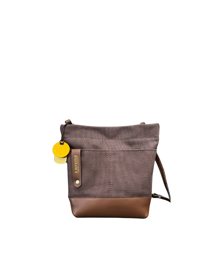 Betsy Bucket Bag | Umber Brown Canvas with Brown Leather